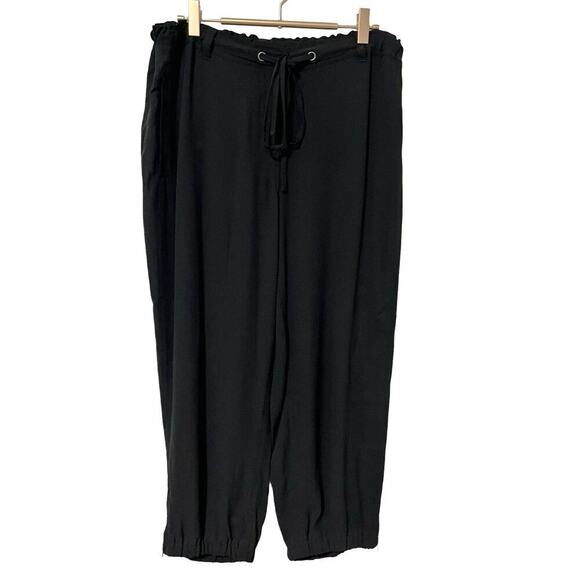 Eileen Fisher Silk Georgette Crepe Cropped Pants Size S Black Ankle Zip Capsule - Picture 1 of 9